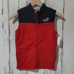 Youth Boys NWT Puma Black and Red Zip-Up Vest Size 7